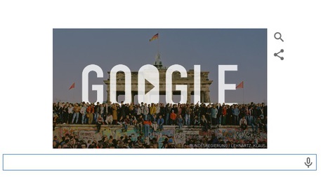 Il doodle di Google che ricorda la caduta del Muro di Berlino, 25 anni fa © Ansa