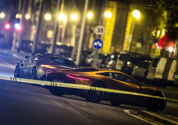 Un momento delle riprese in via Nomentana del set del nuovo film di James Bond, 007 'Spectre'. Roma 09 marzo 2015 © ANSA