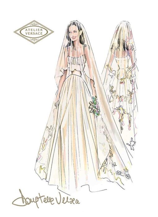 Il bozzetto del vestito da sposa di Angelina Jolie sposa - Atelier Versace © Ansa